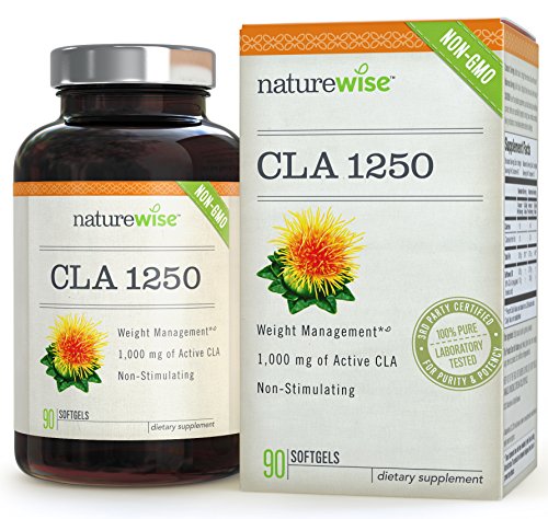 NatureWise CLA 1250, mayor potencia no-GMO sana administración suplemento de peso, conteo de 180