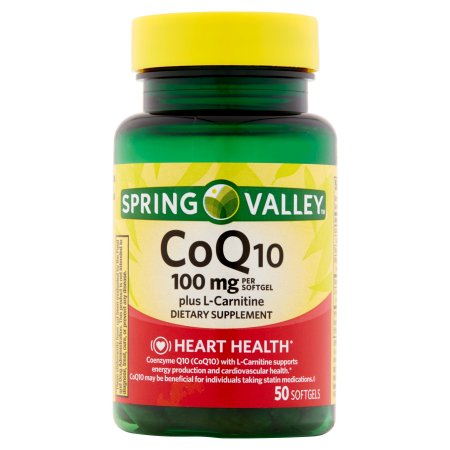 Spring Valley Co Q-10 plus L-carnitina Softgels suplemento dietético, 100 mg, 50 recuento