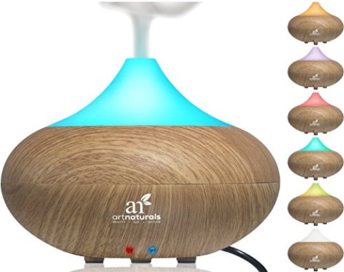ArtNaturals esenciales aceite difusor - Difusor de Aroma humidificador de niebla fría mejor eléctrico aromaterapia - Spa fragancia para todo casa Auto Shut-off y 7 Color LED luces para oficina y hogar