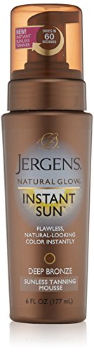 Jergens Natural Glow Instant sol autobronceadores curtido Mousse, oscuro, 6 onzas de líquido