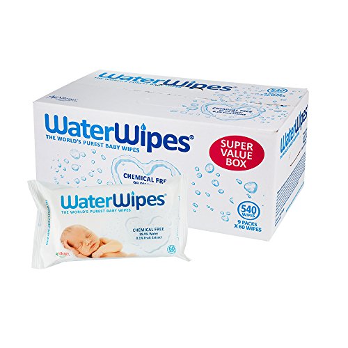 WaterWipes Super valor caja bebé toallitas, 9 paquetes de cuenta 60 | 540 toallitas
