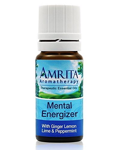 Aromaterapia de Amrita: Energizante Mental sinergia mezcla de aceite esencial (refuerzo de energía Natural) con aceites esenciales de jengibre, limón, Lima y menta orgánica (10 mililitros)