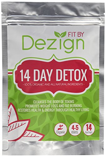 Ajuste por té de desintoxicación de 14 días de Dezign + Colon Cleanse Teatox orgánico y Natural, pérdida de peso + supresor del apetito + reducir la hinchazón