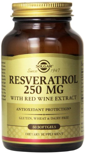 Solgar Resveratrol vino tinto Extracto cápsulas, 250 Mg, 60 Count