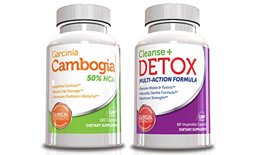 Mejor Garcinia Cambogia Kit de pérdida de peso con Colon Cleanse y desintoxicación, incluye Garcinia Cambogia extracto 180 cápsulas (tamaño de valor) y de desintoxicación y limpieza suplemento 60 cápsulas, nuevo año nuevo cuerpo mejor peso pérdida combina