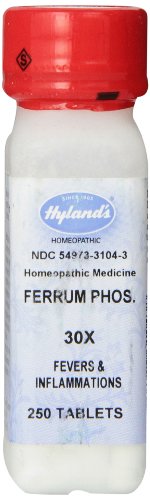 Ferrum Phosphoricum de Hyland 30 X comprimidos, Natural homeopática fiebre y resfriado, cuenta 250