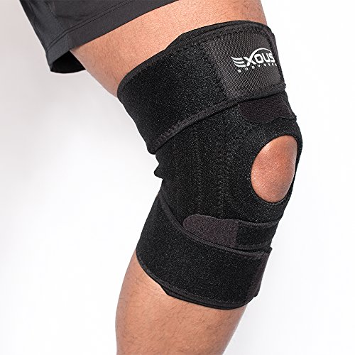 Bodygear® EXOUS EX-701 rodilla rodillera soporte alivia la tendinitis rotuliana y ayuda a estabiliza ligamentos LCA/LCL y dolor artrítico con diseño único antideslizante confort y Super fuerte Velcro 100% garantía de por vida