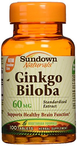 Sundown Naturals Ginkgo Biloba estandarizado 60 Mg tabletas, cuenta 100 por botella