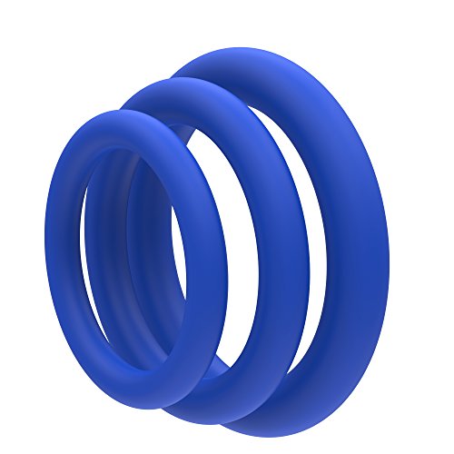 Productos Lynk placer Super suave erección mejorando martillo azul anillo 3 Pack - pene de silicona pura de grado médico 100% anillo conjunto para el estímulo adicional para él - más grande, más duro, más largo pene