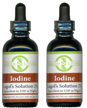 Yodo Lugols 2% suplemento de yodo líquido 2 Pack (2 botellas a 2oz cada uno) contiene yoduro de potasio
