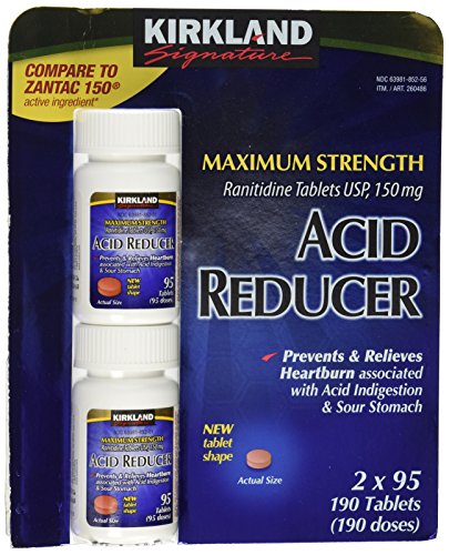 Reductor de Kirkland Signature máxima resistencia ácido ranitidina tabletas USP 150 95 MG tabletas tabletas 2-cuenta 190 Total.