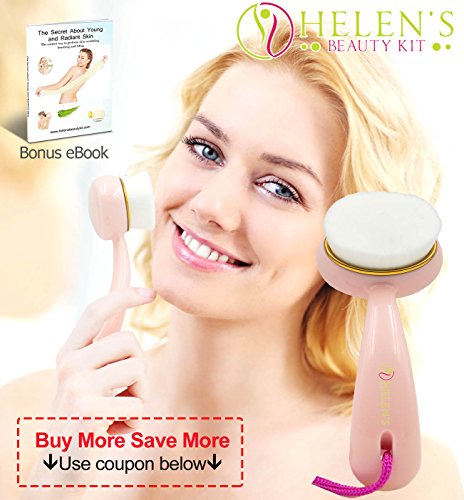 Cepillo limpiador facial por Helen belleza KitTM - sistema de cepillos limpieza mejor Facial para tu cara, profundamente limpiando (rosa)
