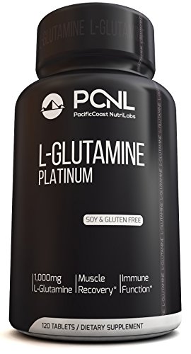PacificCoast NutriLabs 1000mg L-glutamina, fórmula de recuperación de músculo libre de soya, Free Ebook, 120 tabletas