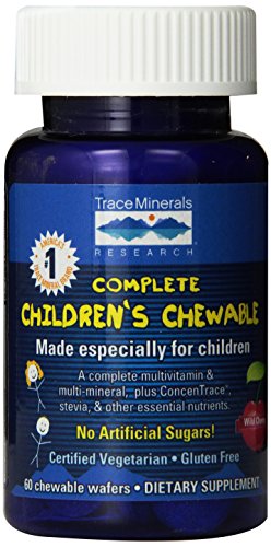 Minerales traza en forma completa las obleas de Multi-Vitamin/Mineral masticable para niños, sabor cereza silvestre, botellas de 60-Count (paquete de 2)