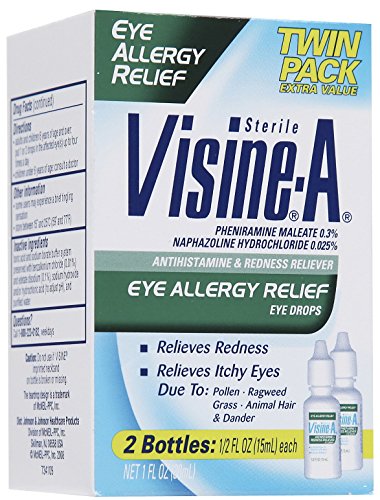 Alivio de alergia de 10,350-A ojo Visine, antihistamínico y enrojecimiento calmante ojo gotas 1 oz, Twin Pack