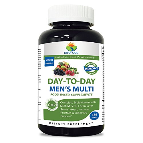 Briofood alimentos base multivitamínico con múltiples comprimidos de fuente vegetal Omega día a día los hombres, cuenta 180