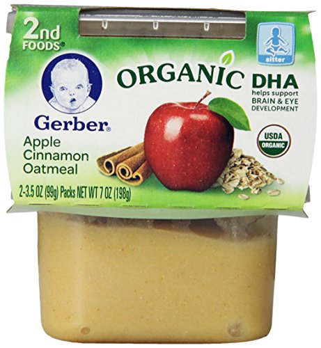 Los alimentos Gerber orgánico 2, manzana canela avena, cuenta 2, 3,5 onzas (paquete de 8)
