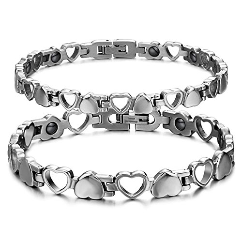 Starista titanio acero magnetoterapia pulsera corazón hueco germanio Balance pulsera para mujeres