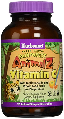Bluebonnet tierra Super selva Animalz vitamina C masticables, naranja, cuenta 90