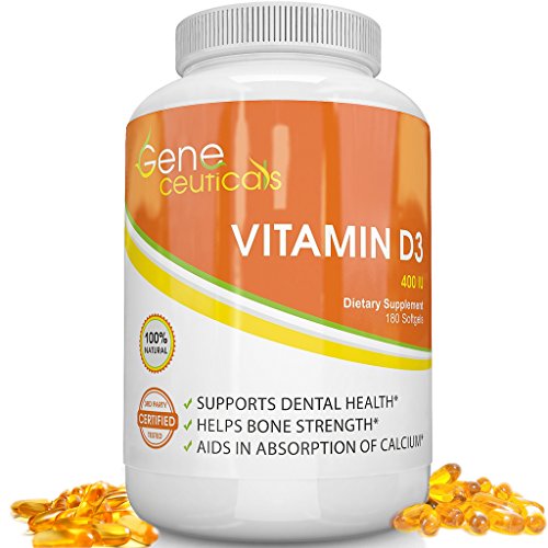 Potente suplemento de vitamina D-3 - fortalece los huesos-refuerza el sistema inmunológico - mejora la función cognitiva - garantía de satisfacción 100% (180 cápsulas)