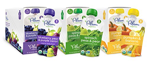 Plum Organics segundo combina variedad Pack, 4 onzas (paquete de 18)