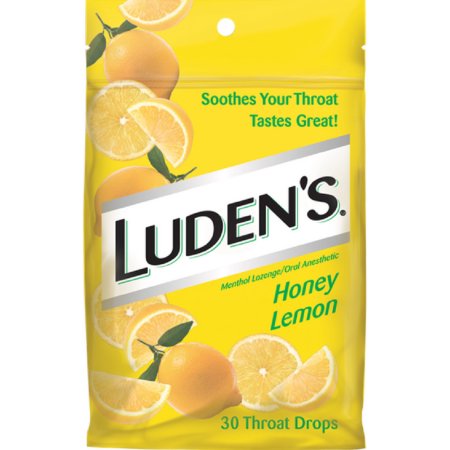 Luden's Garganta gotas mentol Pastilla - Oral anestésico Honey limón 30 ea (Pack de 2)