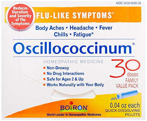 Boiron Oscillococcinum para la gripe-como síntomas Pellets, cuenta 30/0.04 Oz cada