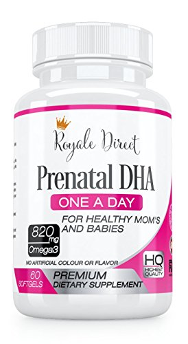 Vitaminas DHA prenatal para mujeres mejor embarazo cuidado suplemento 820mg Omega 3 aceite de pescado como 325mg Prenatal DHA y 430mg Prenatal EPA esencial ácidos grasos 100% fórmula Natural para el desarrollo sano del bebé