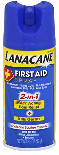 Lanacane primera ayuda Spray, antiséptico y dolor alivio Spray para cortes y quemaduras de sol, 3,5 onzas