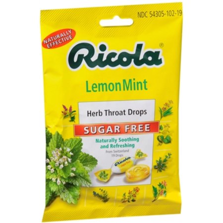 Ricola Azúcar Herb Throat gotas de limón Menta 19 Cada (paquete de 4)