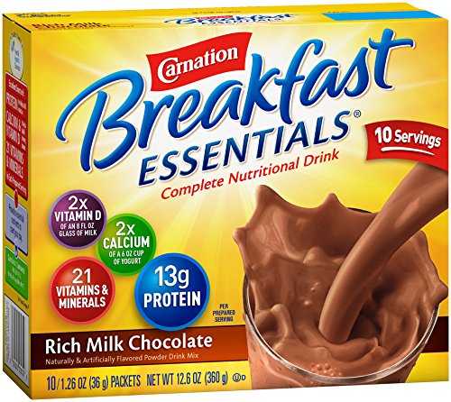 Clavel Breakfast Essentials, rico Chocolate con leche en polvo, oz 1,26, sobres 10-Count (paquete de 6)