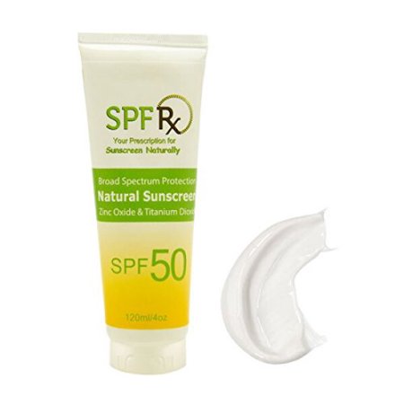 SPF Rx Natural Facial y Corporal SPF 50 de protección solar con Anti UVA y UVB envejecimiento protección de amplio espectro, de 4 onzas
