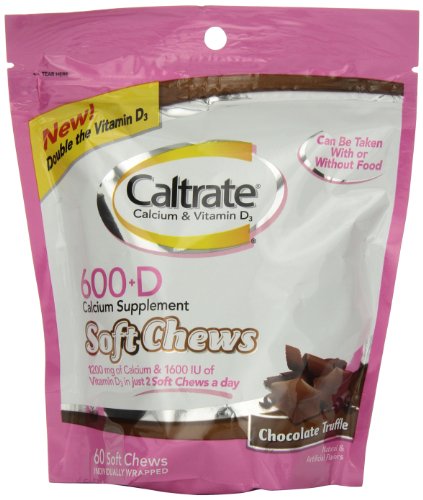 Caltrate 600 + D tabletas suaves, trufa de Chocolate, cuenta 60
