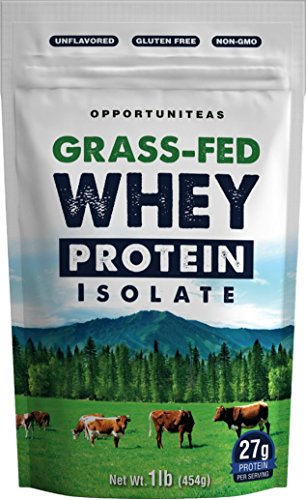 Alimentado de hierba aislado de polvo de proteína de suero de leche | Natural, sin sabor, fácil mezcla | No GMO y libre de Gluten | 1 libra (454 gramos)