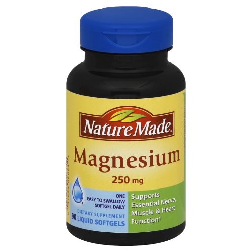 Naturaleza hecha de magnesio 250 Mg Softgel, cuenta 90