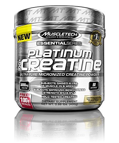 MuscleTech Platinum 100% creatina, ultra puro micronizado de creatina en polvo, 80 porciones, 0,88 libras (400 g)