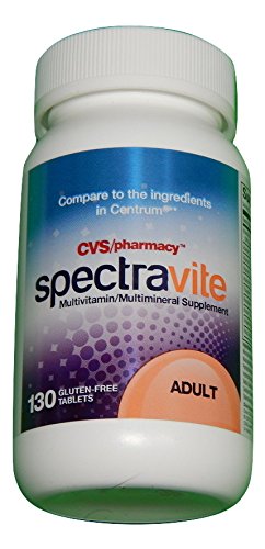 CVS farmacia Spectravite adulto multivitamínico suplemento Multimineral, libre de Gluten, 1 botella de 130 tabletas