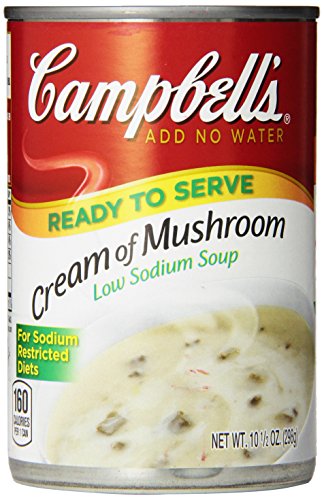 Crema de Campbell de sopa de hongos, baja en sodio, 10,5 onzas, 12 Ct