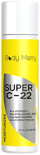 Vitamina C crema hidratante - mejor crema para la cara - 22% 20% de ácido hialurónico, vitamina C 2,5% niacinamida, 2.5% CoQ10 - Natural + orgánico loción anti-envejecimiento para arrugas, líneas, acné y manchas - cuerpo feliz