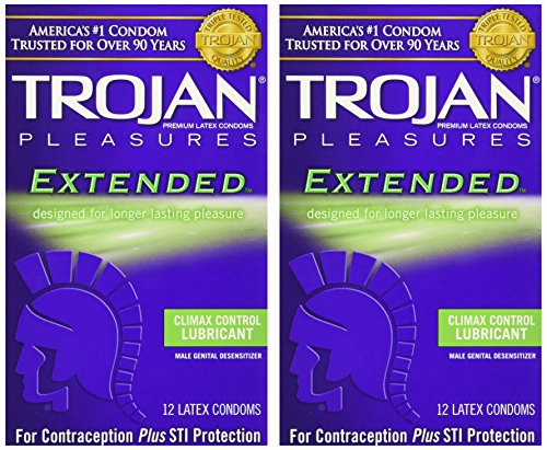 Condones Trojan Extended con Climax Control lubricante 12 TAC - (paquete de 2)