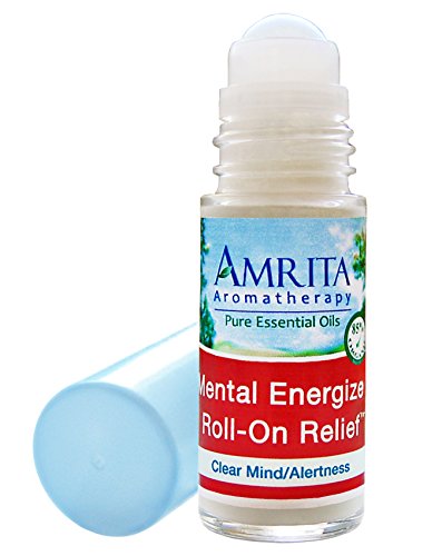 Aromaterapia de Amrita: Energizante Mental roll-on el alivio (refuerzo de energía Natural) con aceites esenciales de jengibre, limón, Lima y menta orgánica en una Base de loción orgánica certificada (tamaño: 30ml)
