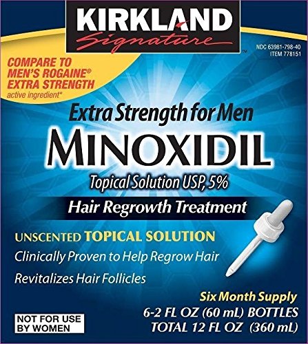 Kirkland Minoxidil 5% fuente de nuevo crecimiento del pelo Extra Strength para hombres, 6 meses
