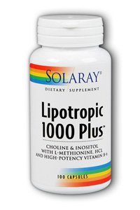 Solaray Lipotropic 1000 Plus cápsulas de vitamina, cuenta 100
