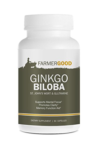Extracto de Ginkgo Biloba Brain Boost con hierba de San Juan y la glutamina, fórmula patentada de 1554mg, de 24%, concentración Mental, claridad, función de memoria