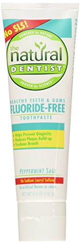 El Natural dentista sanos dientes y encías sin flúor pasta de dientes menta salvia-5 oz, 2 pk