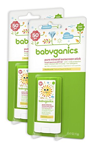 Babyganics bebé base Mineral protector solar Stick, SPF 50, palo de .47oz (paquete de 2)