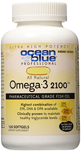 Cápsulas de Omega-3 profesional azul 2100 de océano. Cuenta 120