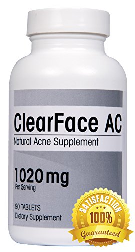 ClearFace CA Natural acné suplemento - reducir espinillas, la inflamación y la piel grasa con la mejor sobre el contador acné tratamiento píldoras de vitaminas (90 tabletas). Dermatólogo recomendado.