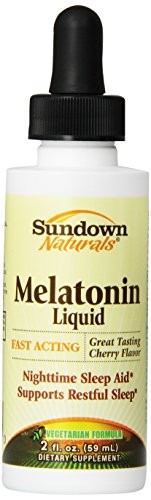 Sundown Naturals melatonina Sublingual líquido sabor cereza, 2 onzas