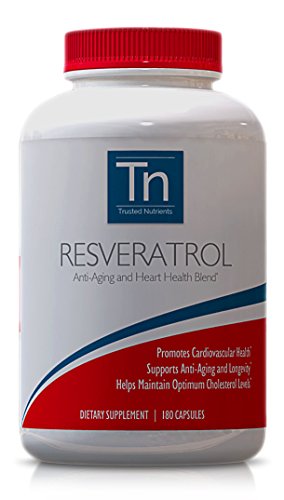 Nutrientes 100% Resveratrol puro, 1000 mg, 180 cuenta de confianza: mezcla especial de Anti-Aging con Trans-Resveratrol, extracto de semilla de uva (estandarizado para contener 95% de polifenoles), Acai y mucho más! El más completo Anti envejecimiento sup